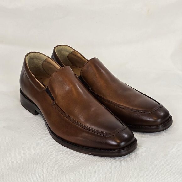 Johnston & Murphy Shoes Mens Size 8.5 Brown Leather Slip On Loafers Sheepskin - Picture 3 of 13